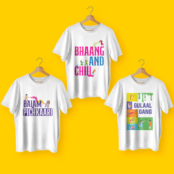 JHILMIL BOLLYWOOD STYLE HOLI T-SHIRT - PACK OF 3