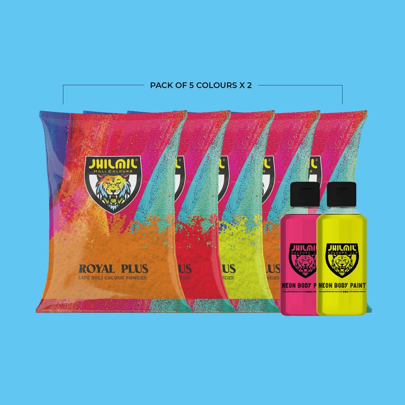 Royal Candy pouches 80 gms Pack of 10 + 2 Neon Paint <100GM Each>