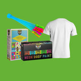 Jhilmil T shirt  +  Water balloon  +  Royal Multicolor Standard Box (250Gm) +  Neon Body paint pack of (5 X 50 ML)